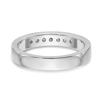 0.20ct. CZ Solid Real 14k White Gold Flat Partial Closed 7-Stone Channel Wedding Band Ring