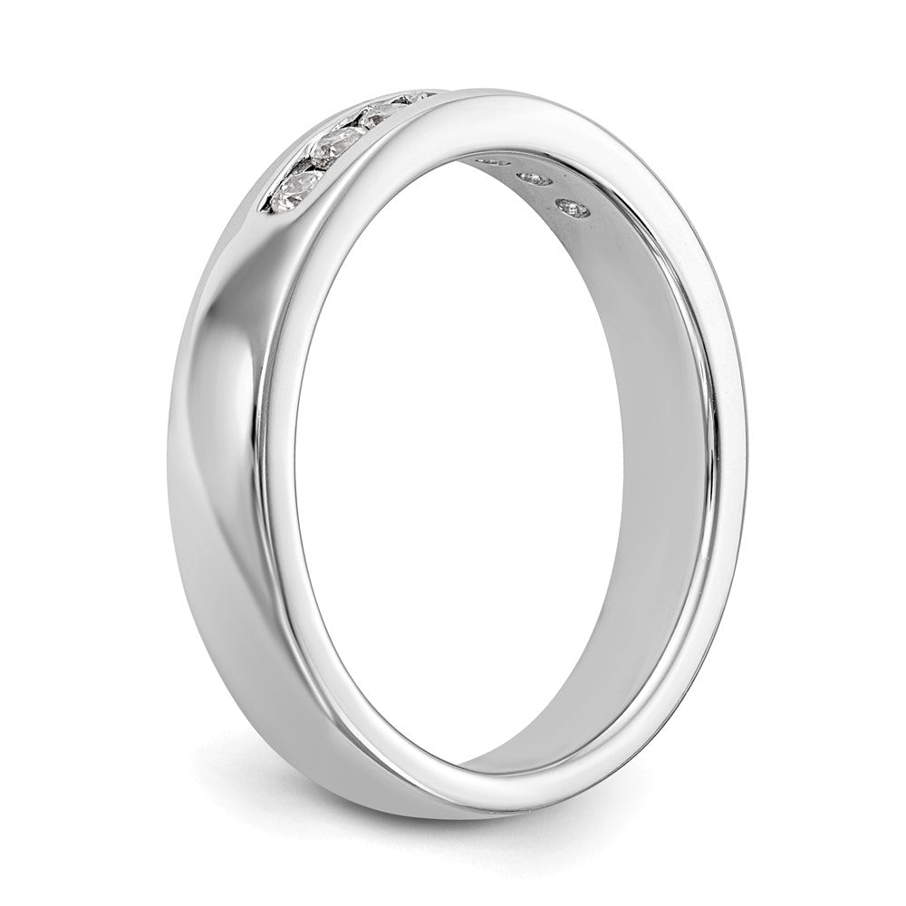 0.20ct. CZ Solid Real 14k White Gold Flat Partial Closed 7-Stone Channel Wedding Band Ring