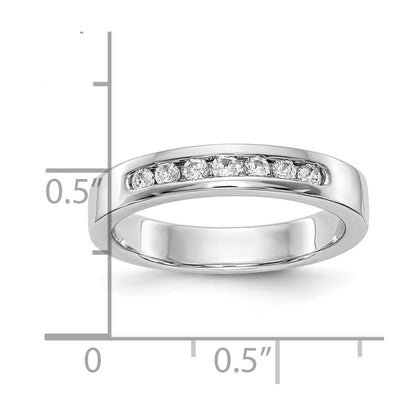 0.20ct. CZ Solid Real 14k White Gold Flat Partial Closed 7-Stone Channel Wedding Band Ring