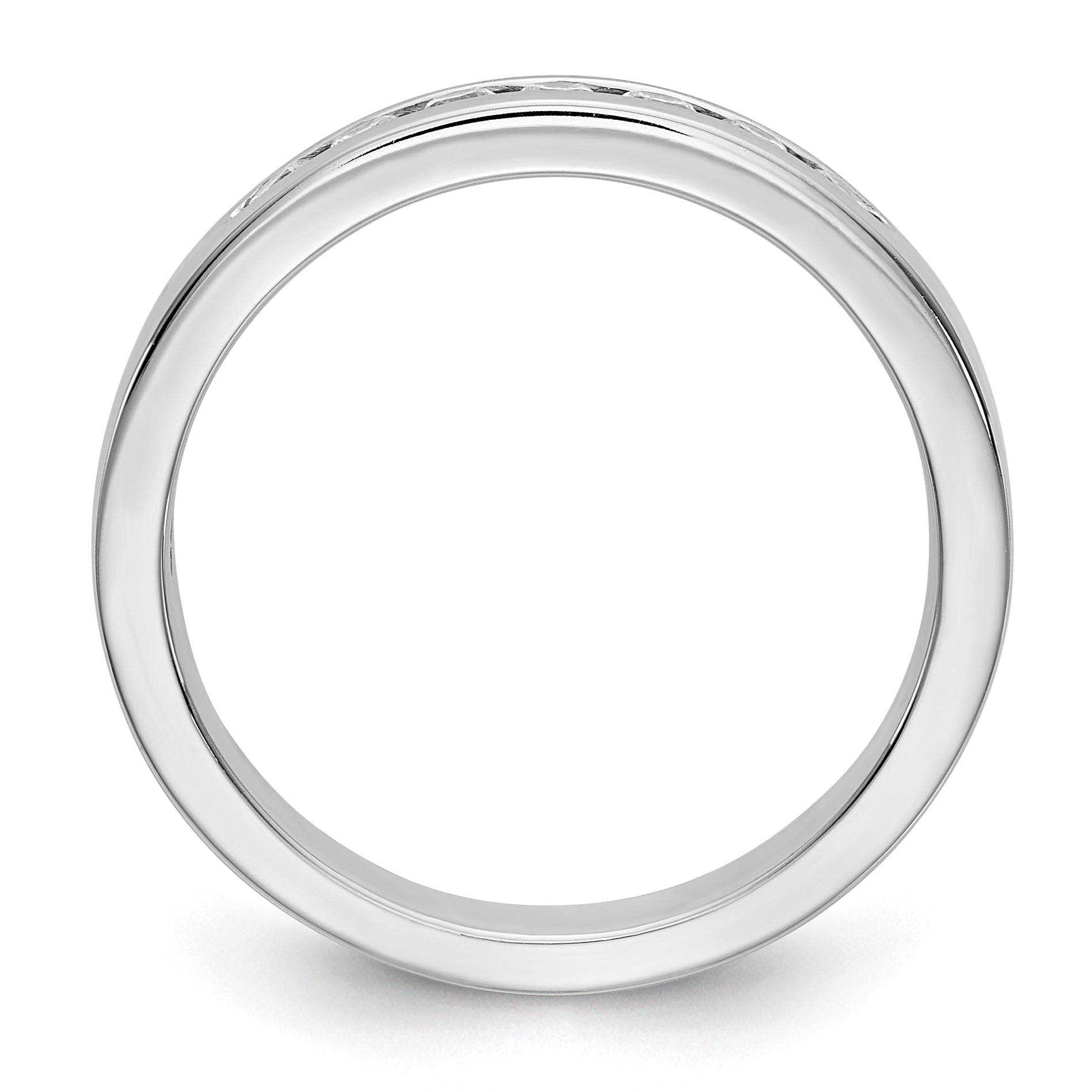 0.27ct. CZ Solid Real 14K White Gold 7-Stone Channel Wedding Band Ring