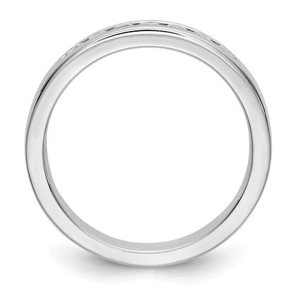 0.27ct. CZ Solid Real 14K White Gold 7-Stone Channel Wedding Band Ring