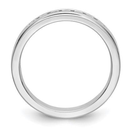 0.27ct. CZ Solid Real 14K White Gold 7-Stone Channel Wedding Band Ring