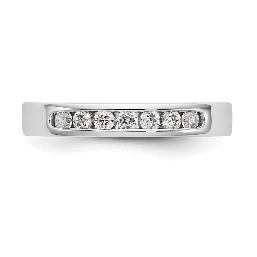0.27ct. CZ Solid Real 14K White Gold 7-Stone Channel Wedding Band Ring
