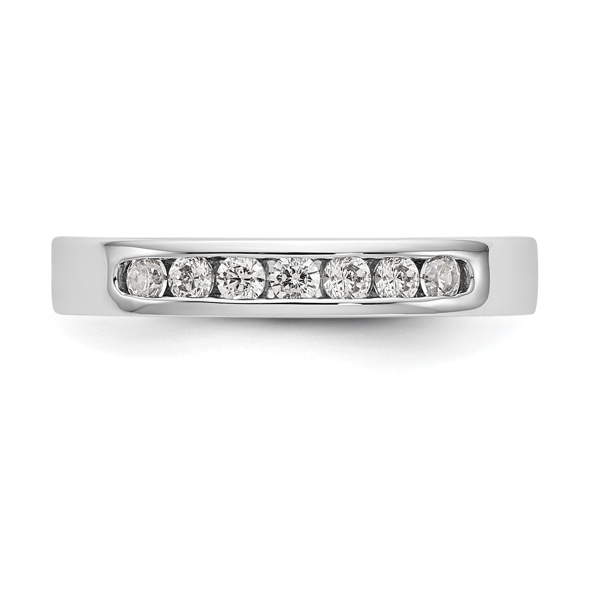 0.27ct. CZ Solid Real 14K White Gold 7-Stone Channel Wedding Band Ring