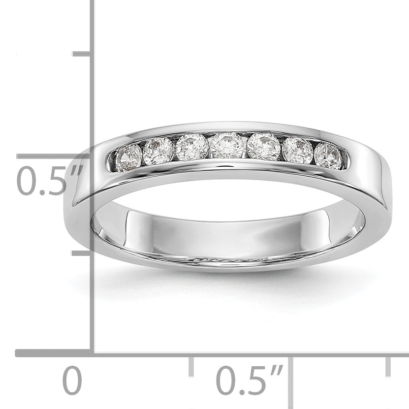 0.27ct. CZ Solid Real 14K White Gold 7-Stone Channel Wedding Band Ring
