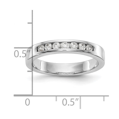 0.27ct. CZ Solid Real 14K White Gold 7-Stone Channel Wedding Band Ring