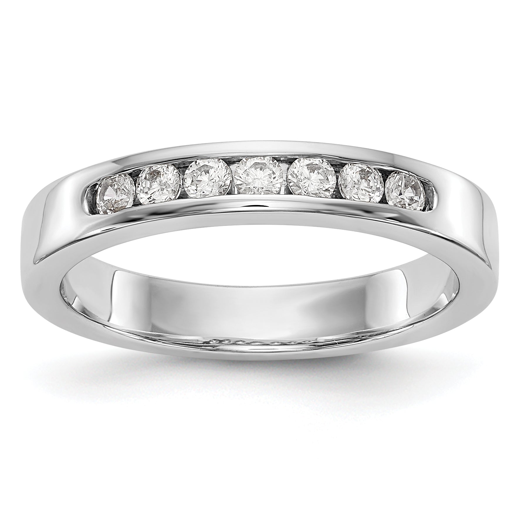 0.27ct. CZ Solid Real 14K White Gold 7-Stone Channel Wedding Band Ring