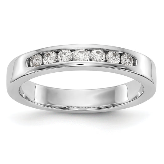 0.27ct. CZ Solid Real 14K White Gold 7-Stone Channel Wedding Band Ring