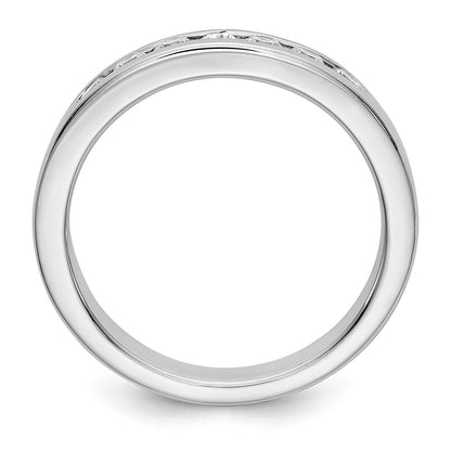 14K White Gold 7-Stone Real Diamond Channel Band