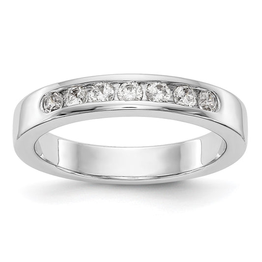 0.35ct. CZ Solid Real 14K White Gold 7-Stone Channel Wedding Band Ring