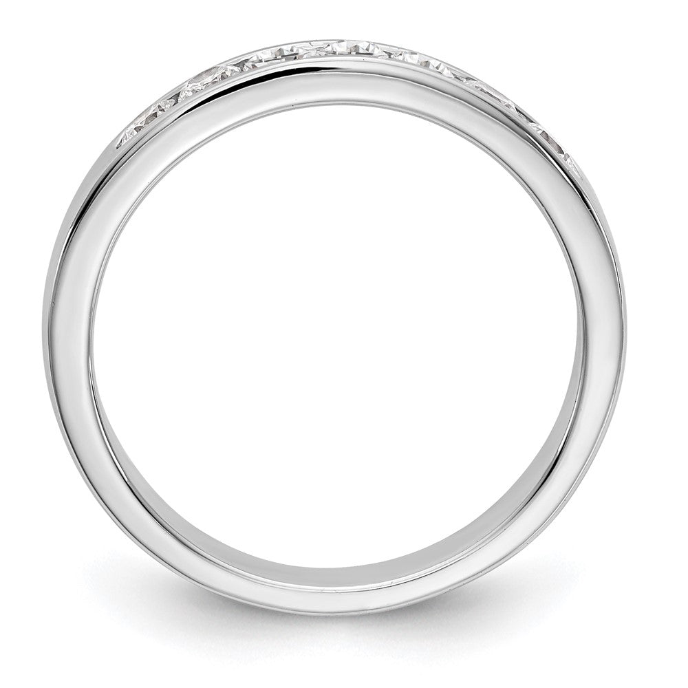 0.41ct. CZ Solid Real 14K White Gold 7-Stone Channel Wedding Band Ring