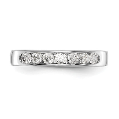 0.41ct. CZ Solid Real 14K White Gold 7-Stone Channel Wedding Band Ring