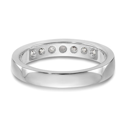 0.41ct. CZ Solid Real 14K White Gold 7-Stone Channel Wedding Band Ring
