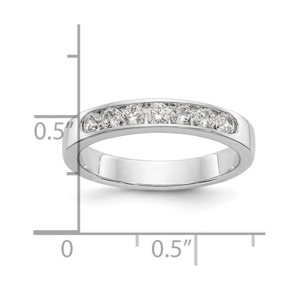 0.41ct. CZ Solid Real 14K White Gold 7-Stone Channel Wedding Band Ring