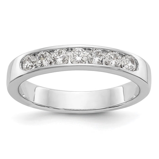0.41ct. CZ Solid Real 14K White Gold 7-Stone Channel Wedding Band Ring