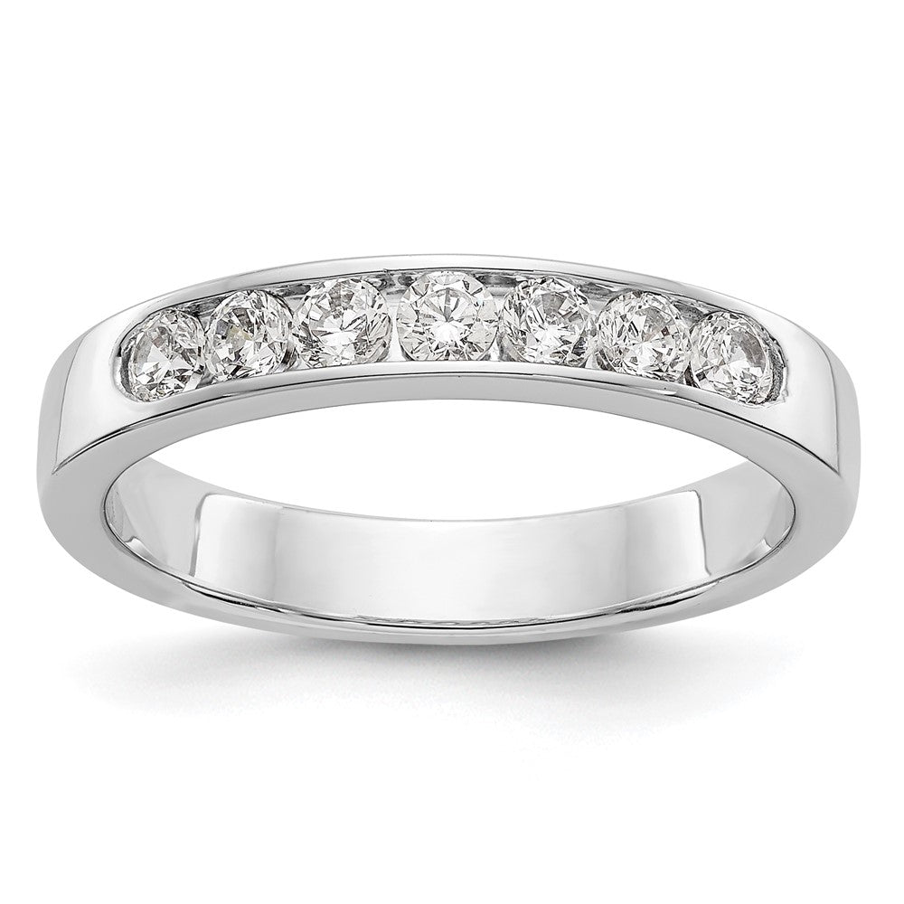 0.41ct. CZ Solid Real 14K White Gold 7-2.5mm Stone Channel Wedding Band Ring