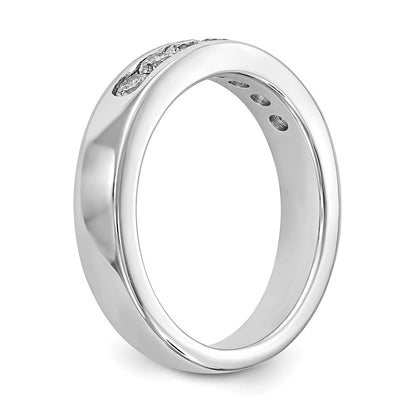 0.49ct. CZ Solid Real 14K White Gold 7-Stone Channel Wedding Band Ring