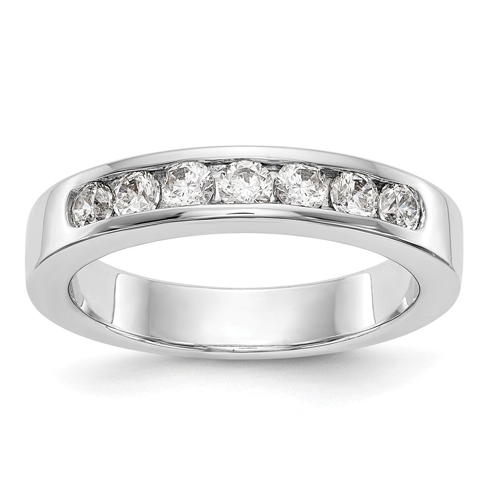 0.49ct. CZ Solid Real 14K White Gold 7-Stone Channel Wedding Band Ring