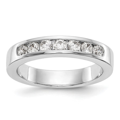 0.49ct. CZ Solid Real 14K White Gold 7-Stone Channel Wedding Band Ring