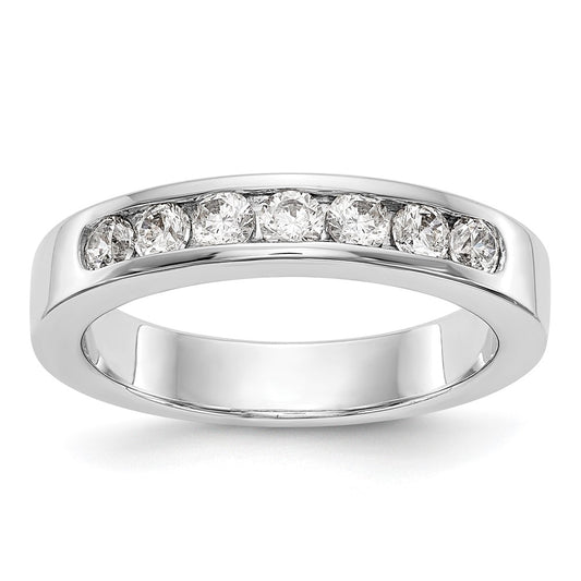 0.49ct. CZ Solid Real 14K White Gold 7-Stone Channel Wedding Band Ring