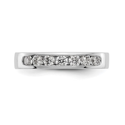 0.55ct. CZ Solid Real 14K White Gold 7-Stone Channel Wedding Band Ring