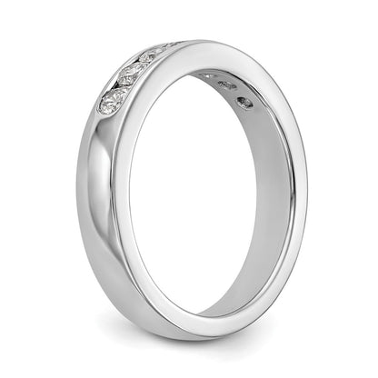 0.55ct. CZ Solid Real 14K White Gold 7-Stone Channel Wedding Band Ring