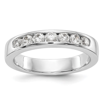0.55ct. CZ Solid Real 14K White Gold 7-Stone Channel Wedding Band Ring