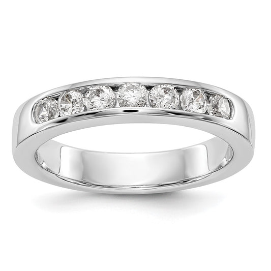 0.55ct. CZ Solid Real 14K White Gold 7-Stone Channel Wedding Band Ring