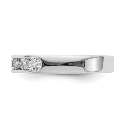0.63ct. CZ Solid Real 14K White Gold 7-Stone Channel Wedding Band Ring