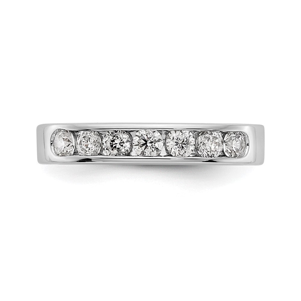 0.63ct. CZ Solid Real 14K White Gold 7-Stone Channel Wedding Band Ring