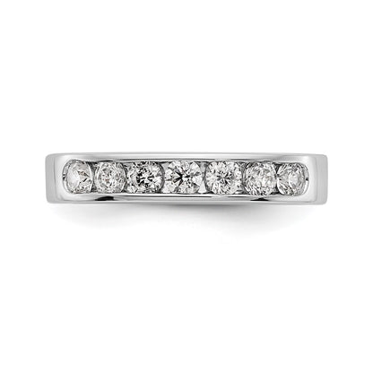 0.63ct. CZ Solid Real 14K White Gold 7-Stone Channel Wedding Band Ring
