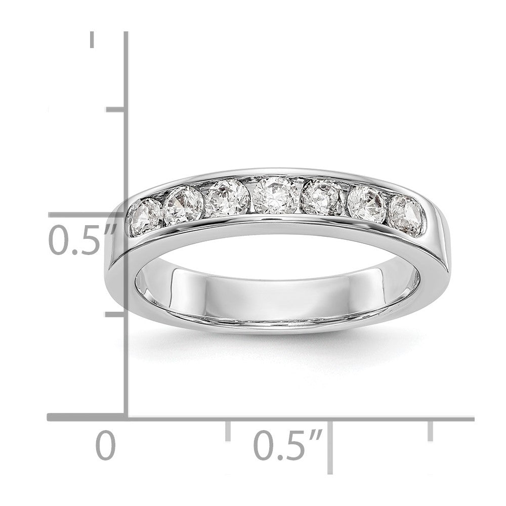 0.63ct. CZ Solid Real 14K White Gold 7-Stone Channel Wedding Band Ring