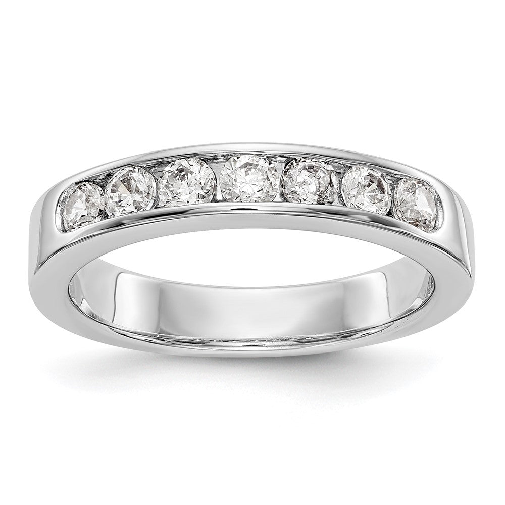 0.63ct. CZ Solid Real 14K White Gold 7-Stone Channel Wedding Band Ring