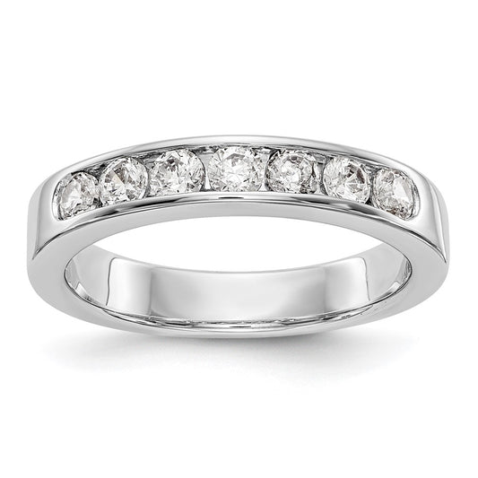 0.63ct. CZ Solid Real 14K White Gold 7-Stone Channel Wedding Band Ring