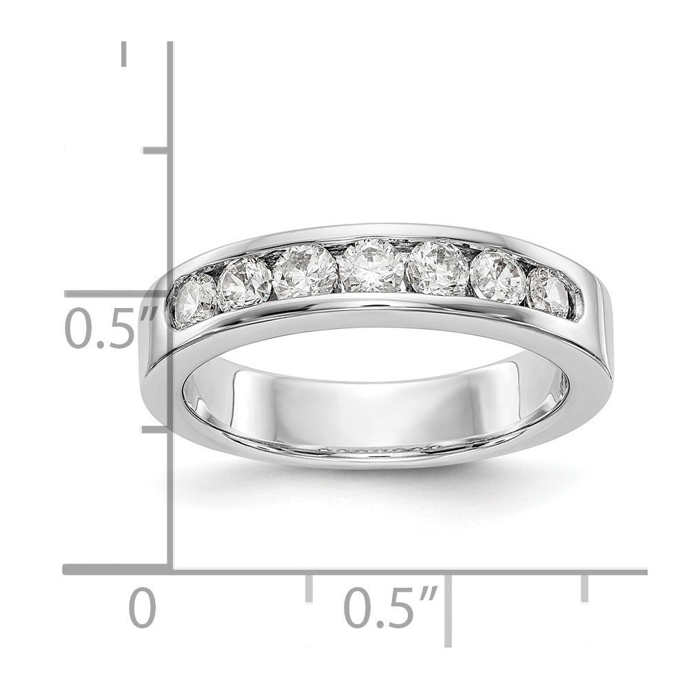14K White Gold 7-Stone Real Diamond Channel Band