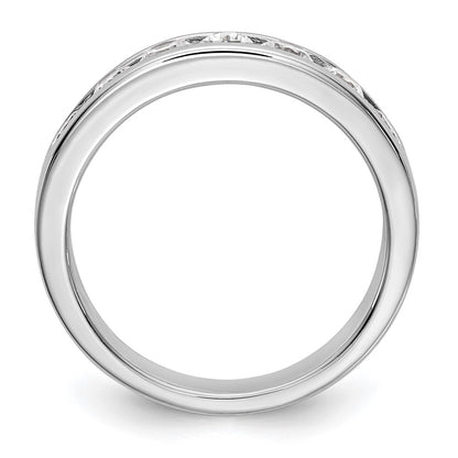0.80ct. CZ Solid Real 14K White Gold 7-Stone Channel Wedding Band Ring