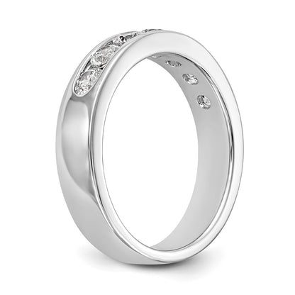 0.80ct. CZ Solid Real 14K White Gold 7-Stone Channel Wedding Band Ring