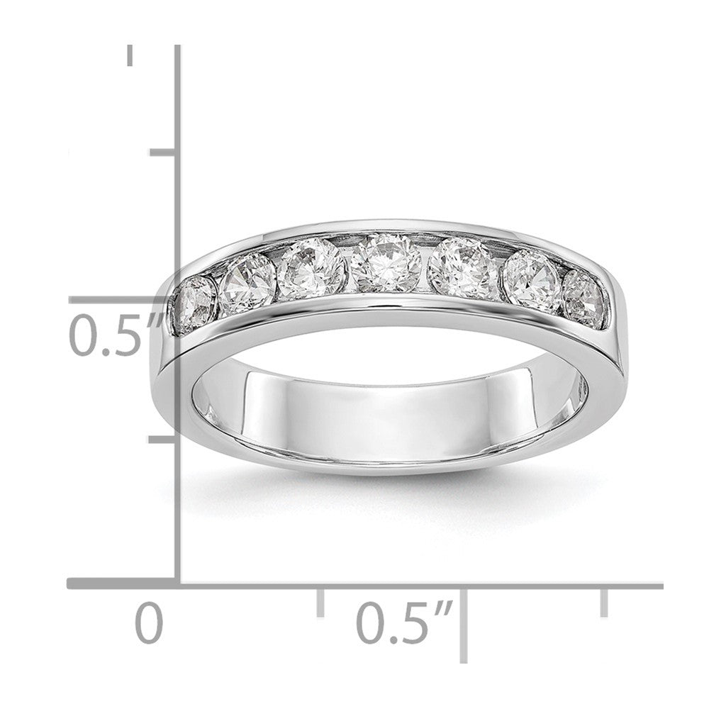0.80ct. CZ Solid Real 14K White Gold 7-Stone Channel Wedding Band Ring