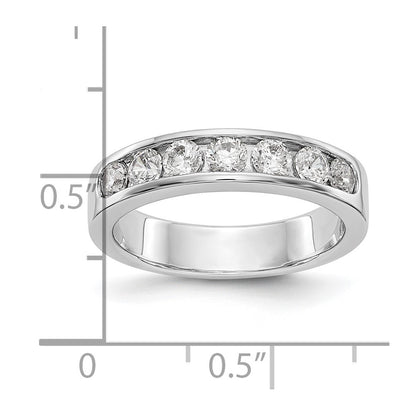 0.80ct. CZ Solid Real 14K White Gold 7-Stone Channel Wedding Band Ring