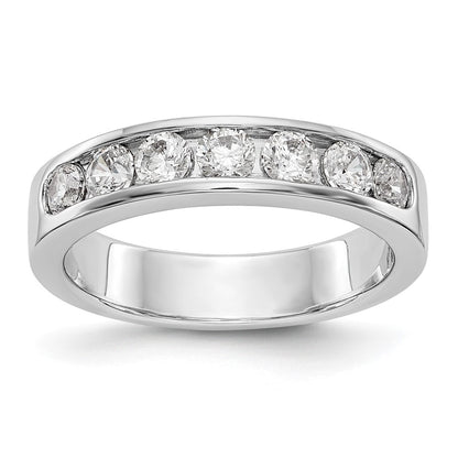 0.80ct. CZ Solid Real 14K White Gold 7-Stone Channel Wedding Band Ring