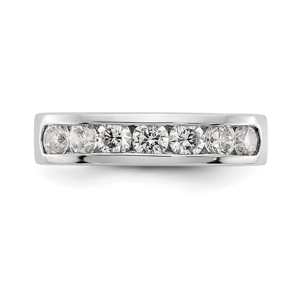 1.05ct. CZ Solid Real 14K White Gold 7-3.4mm Stone Channel Wedding Band Ring