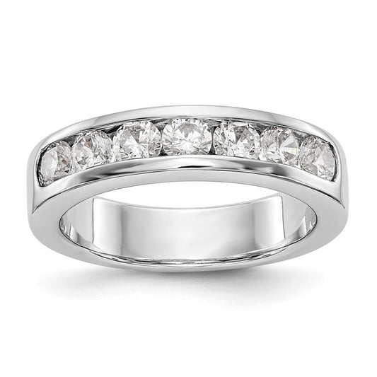 1.05ct. CZ Solid Real 14K White Gold 7-Stone Channel Wedding Band Ring