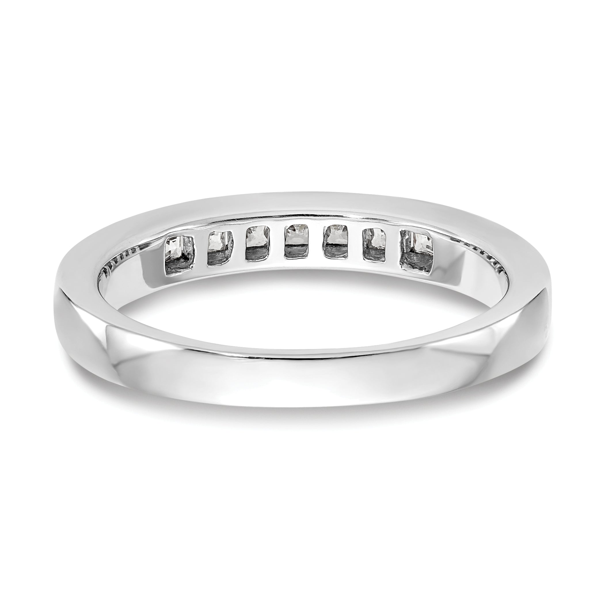 0.33ct. CZ Solid Real 14K White Gold 7-Stone Channel Wedding Band Ring