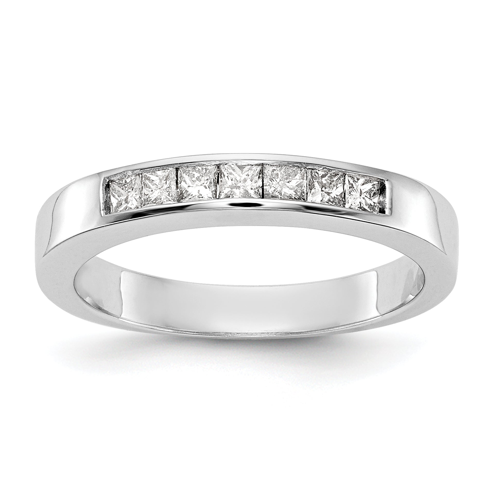 0.33ct. CZ Solid Real 14K White Gold 7-Stone Channel Wedding Band Ring