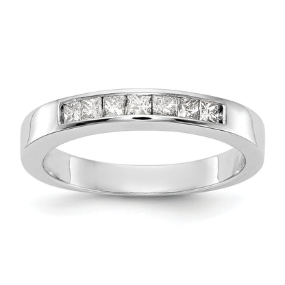 0.33ct. CZ Solid Real 14K White Gold 7-Stone Channel Wedding Band Ring
