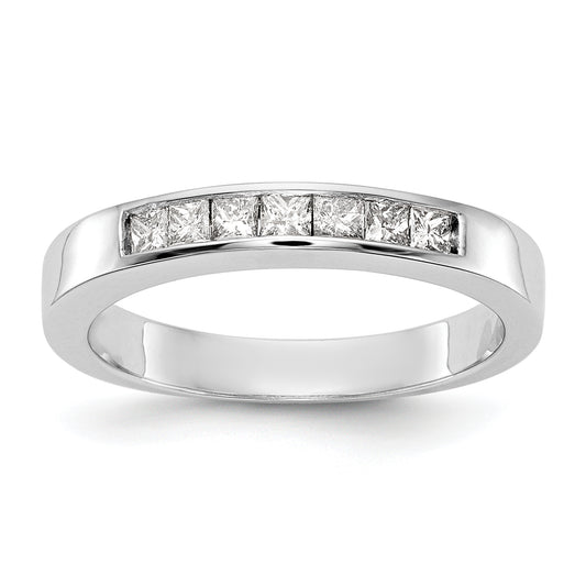 0.33ct. CZ Solid Real 14K White Gold 7-Stone Channel Wedding Band Ring
