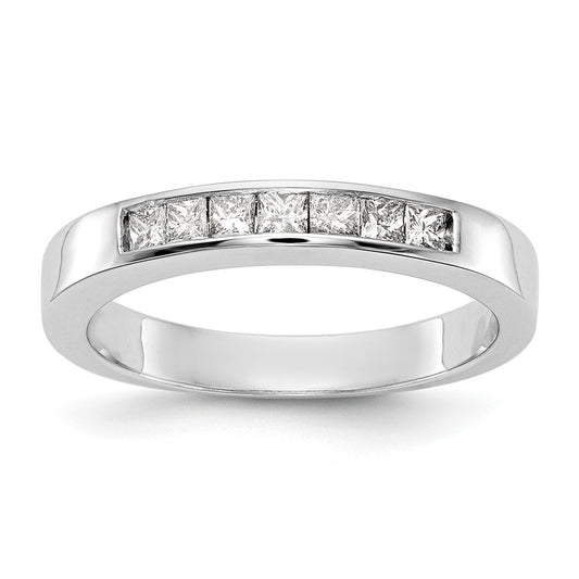 0.33ct. CZ Solid Real 14K White Gold 7-Stone Channel Wedding Band Ring