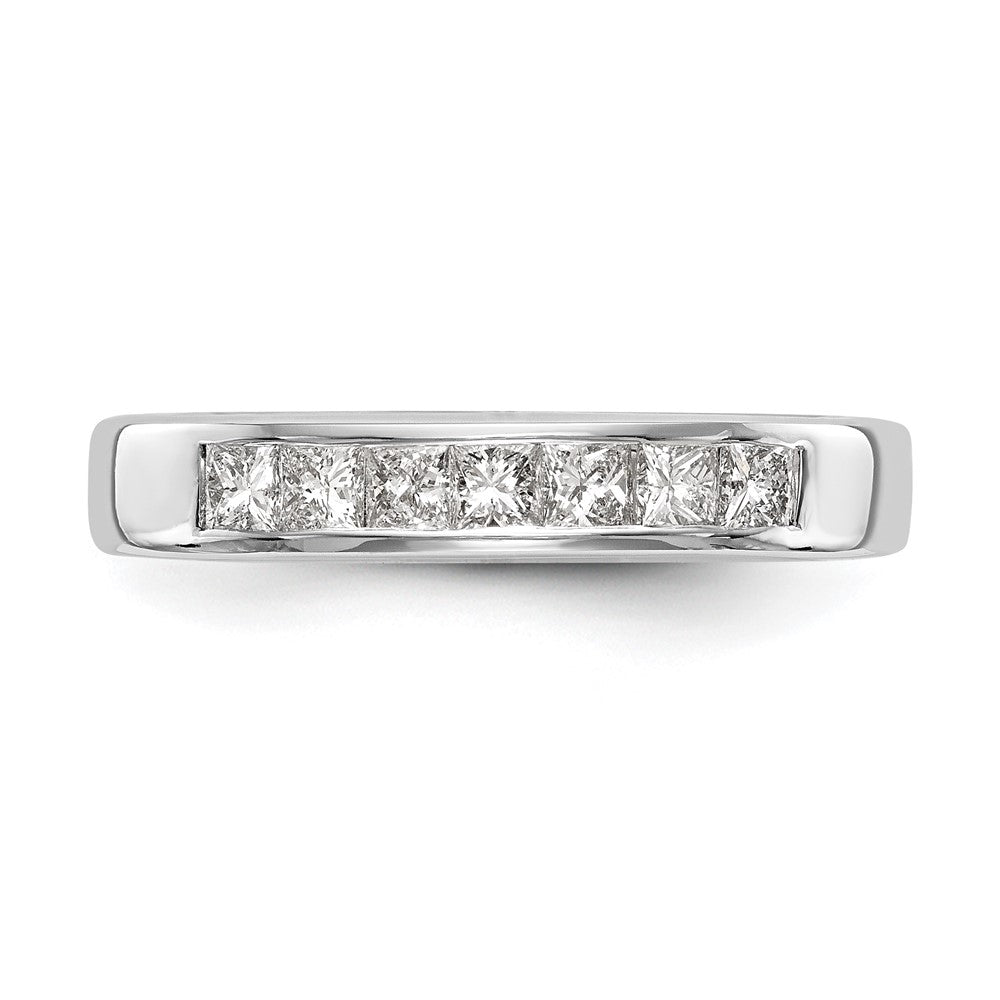 0.45ct. CZ Solid Real 14K White Gold 7-Stone Channel Wedding Band Ring
