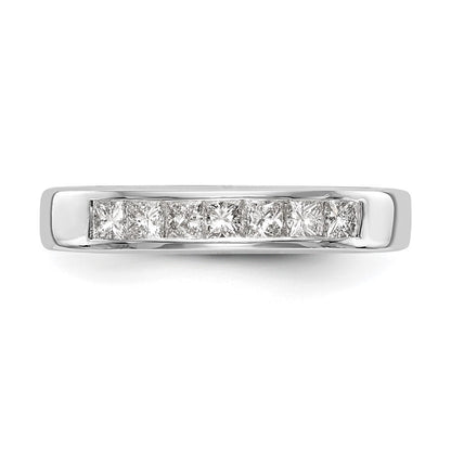 0.45ct. CZ Solid Real 14K White Gold 7-Stone Channel Wedding Band Ring