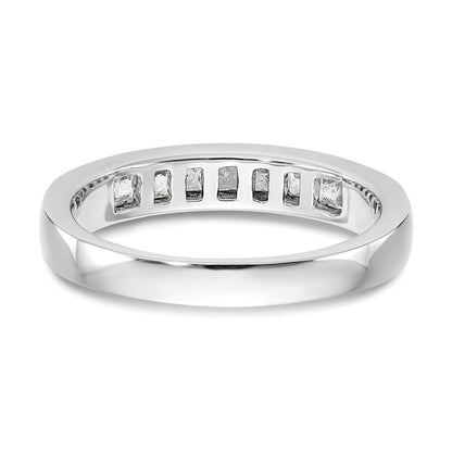 0.45ct. CZ Solid Real 14K White Gold 7-Stone Channel Wedding Band Ring